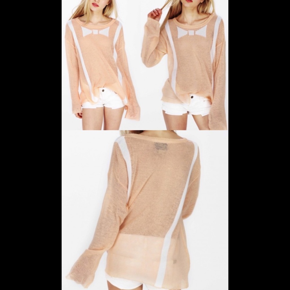 Wildfox Fancy You Sweater White Label Peach Bow